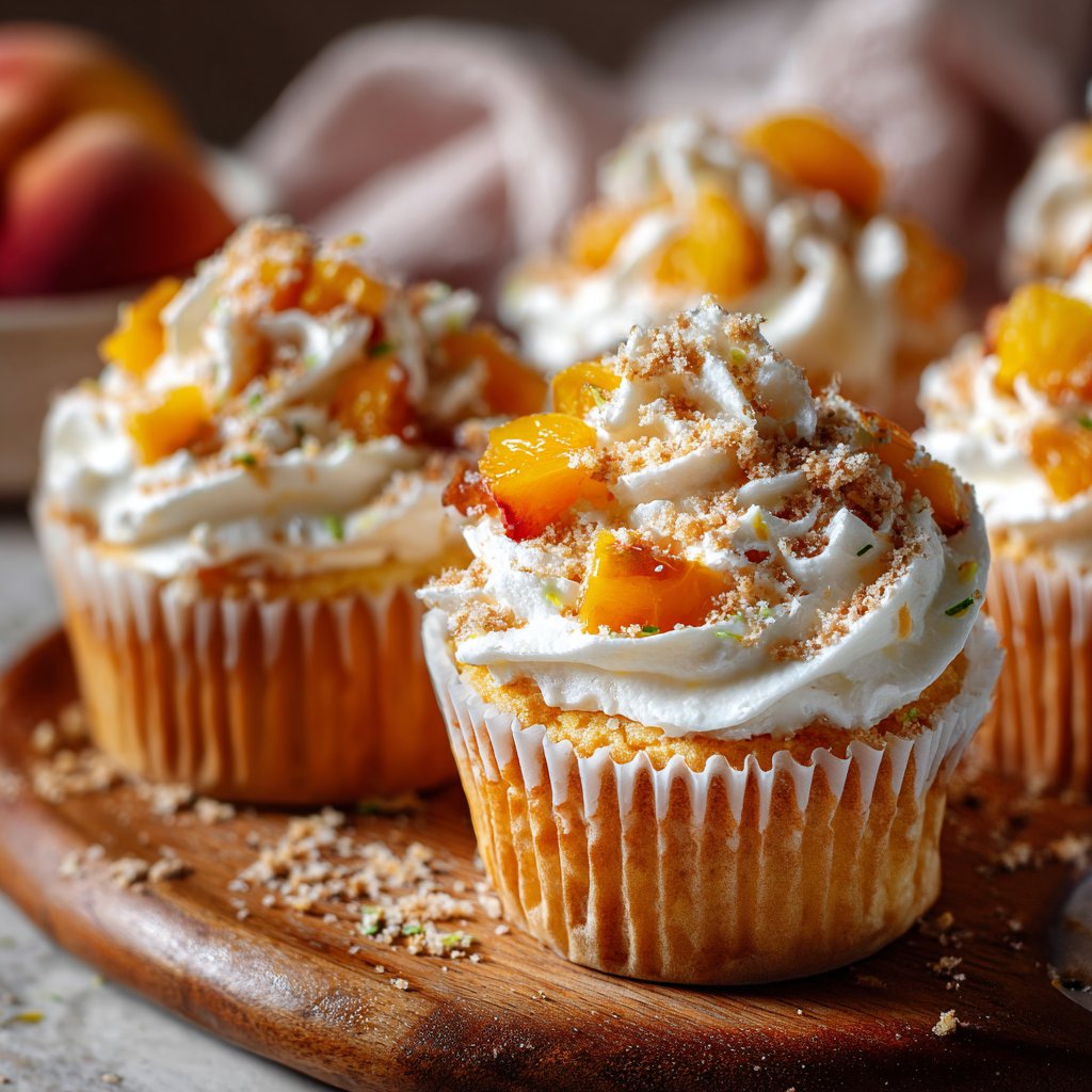 Sweet Peach Cream Cupcakes