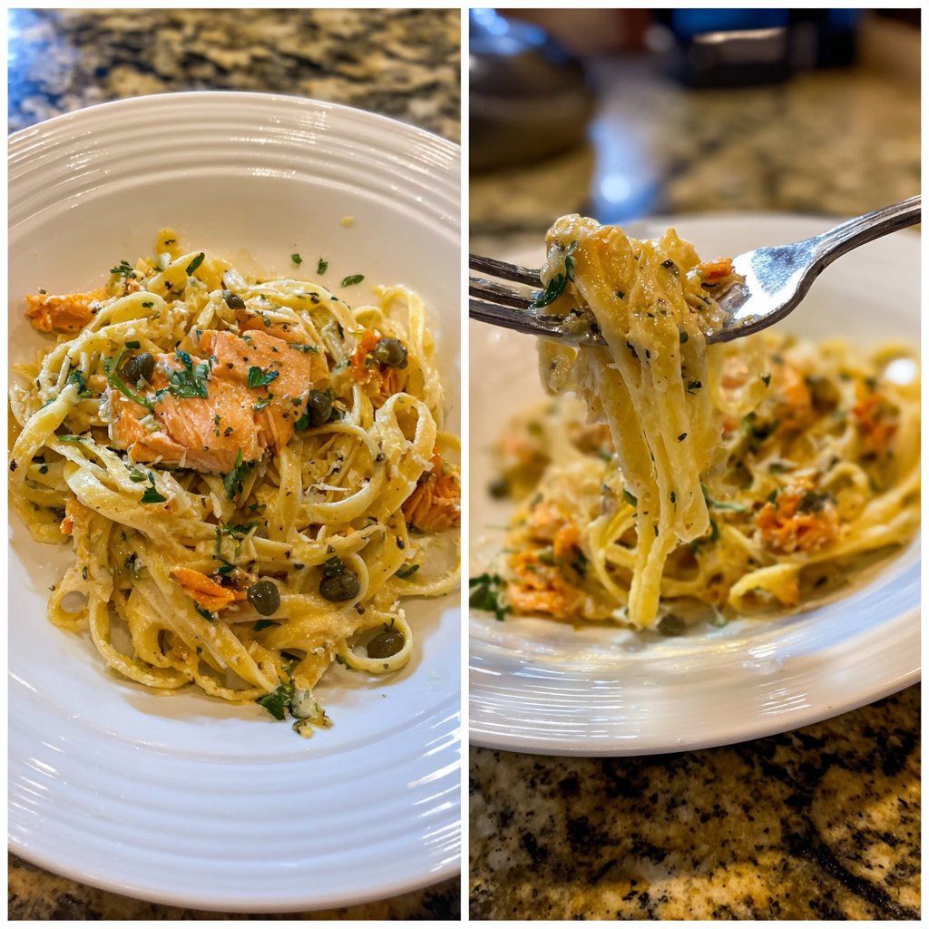 Lemon-Caper Salmon Pasta Toss
